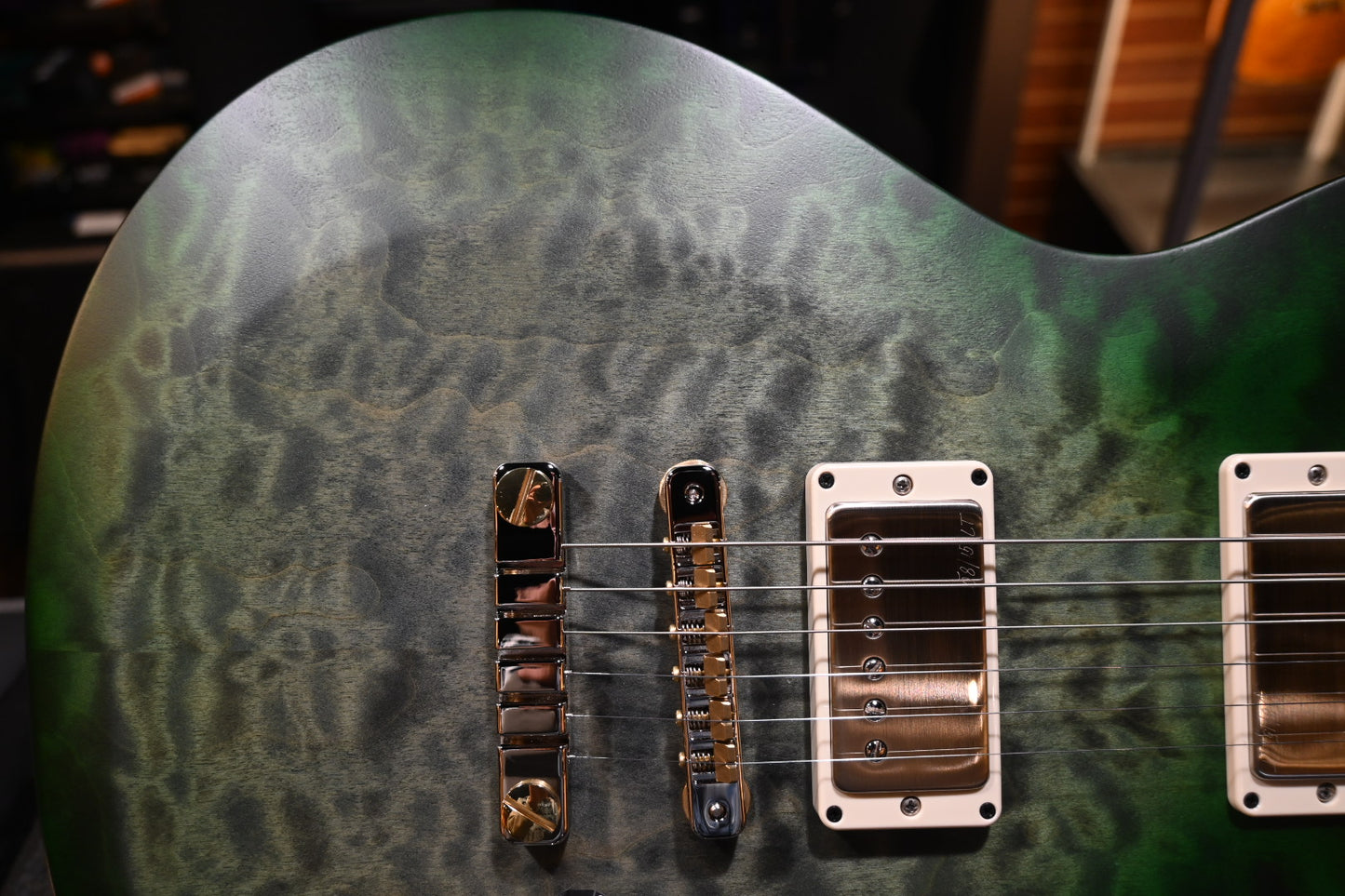 PRS Wood Library S2 McCarty SC 594 Single-Cut Quilt - Faded Gray Black Green Burst Satin Guitar #0265