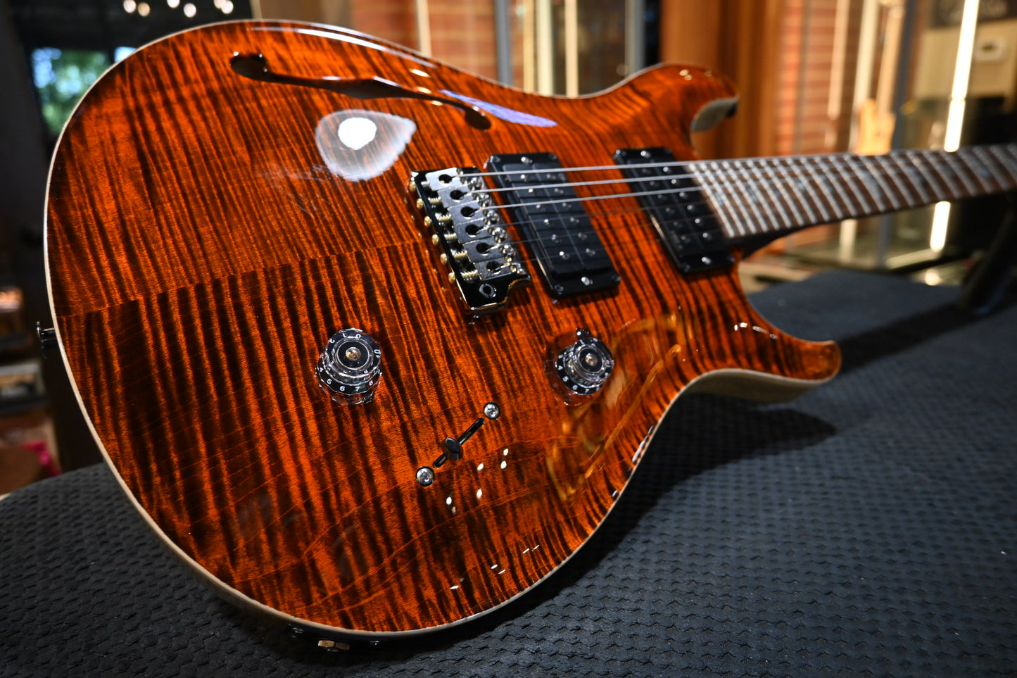 PRS Wood Library Custom 24 Semi-Hollow 10-Top 2024 Brazilian Fingerboard - Orange Tiger Guitar #9552 - Danville Music