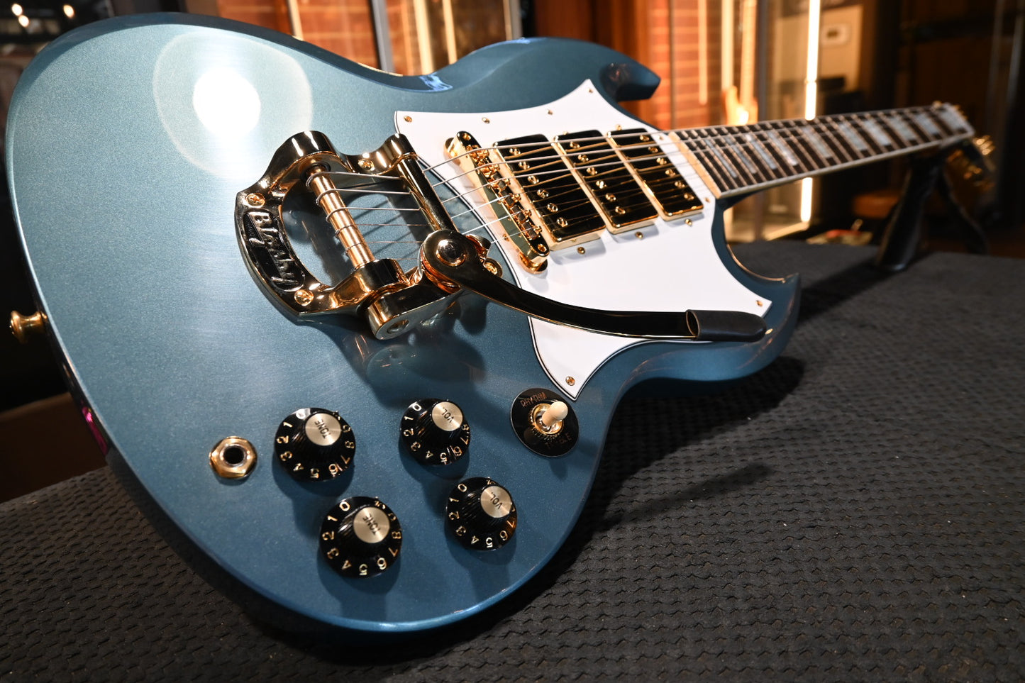 Gibson Custom Shop 1963 Les Paul SG Custom 3-Pickup Bigsby VOS “Hendrix” PSL - Pelham Blue Guitar #4363