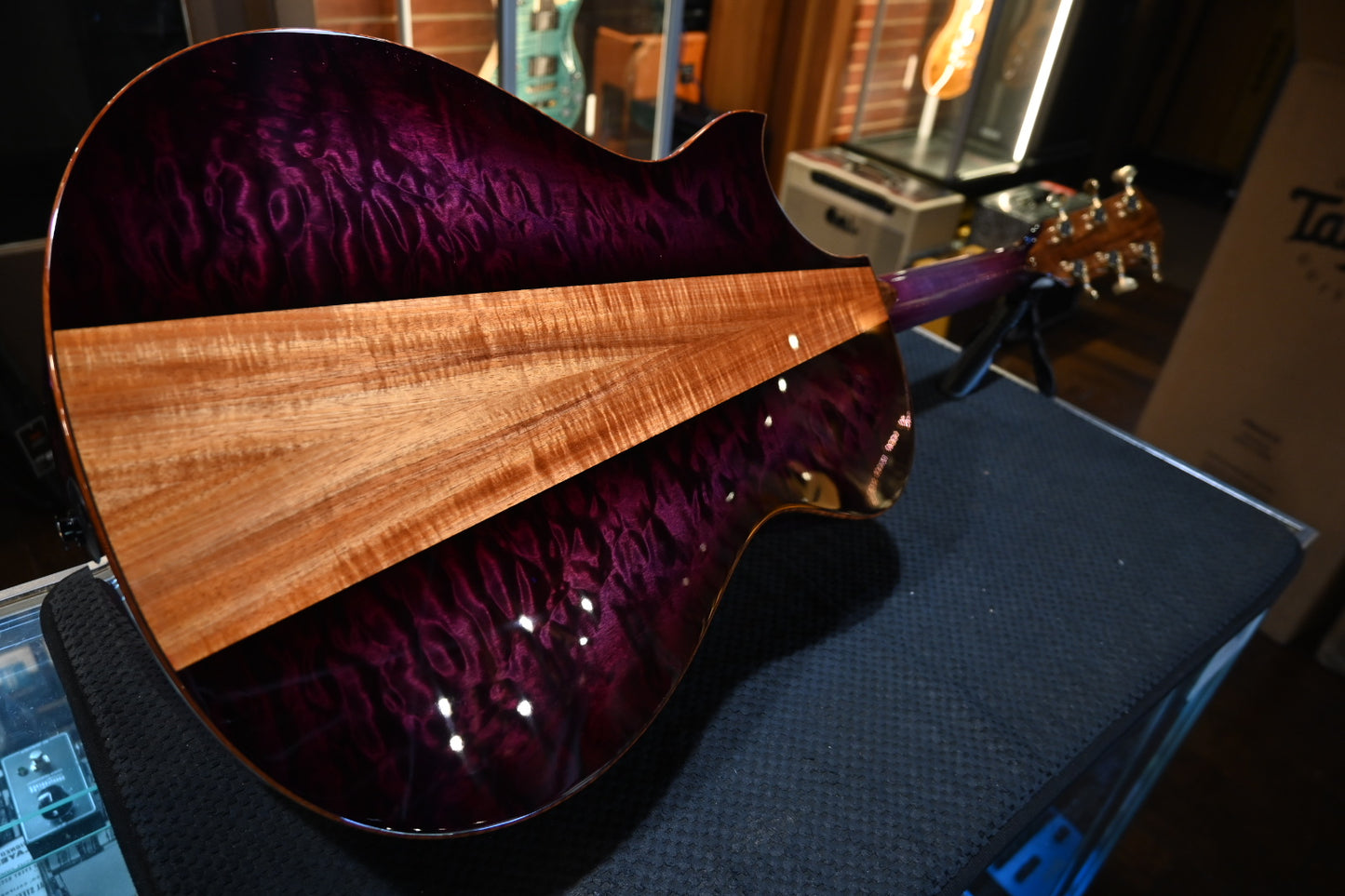 Taylor Custom GC Grand Concert 12-Fret Lutz Spruce/Quilt Maple Catch #6 - Trans White/Lilac Wine Guitar #6096