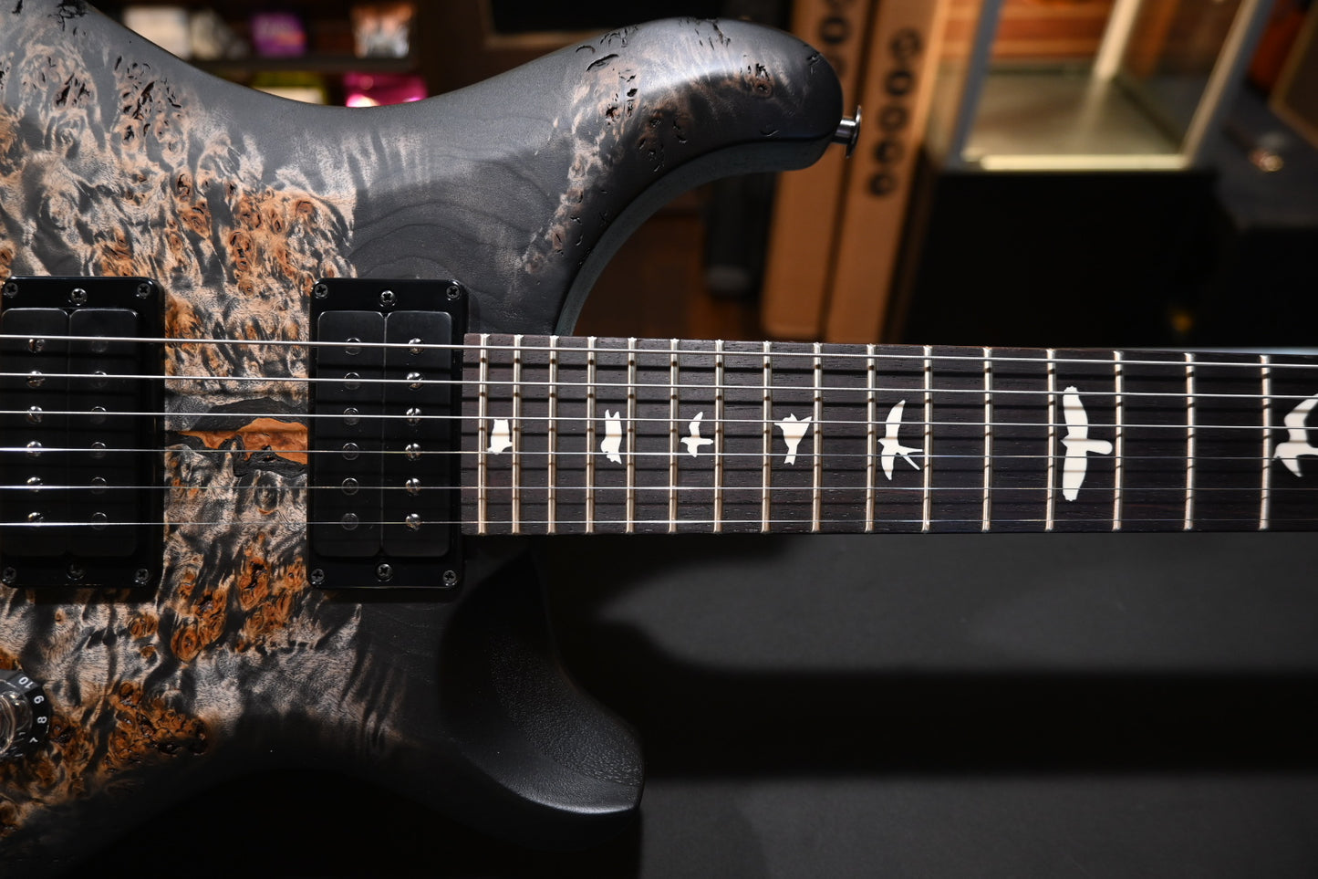 PRS Wood Library S2 Custom 24 Poplar Burl Limited Edition - Charcoal Burst Satin Guitar #8988