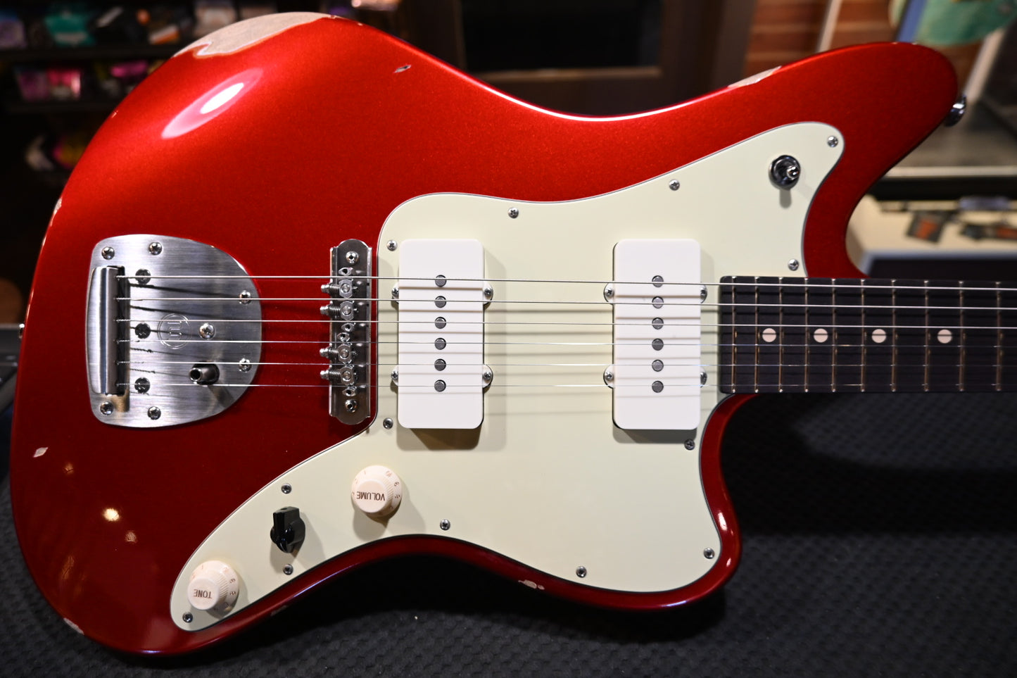 Suhr Classic JM Antique Limited Edition Mastery Bridge - Candy Apple Red Guitar #9376 - Danville Music