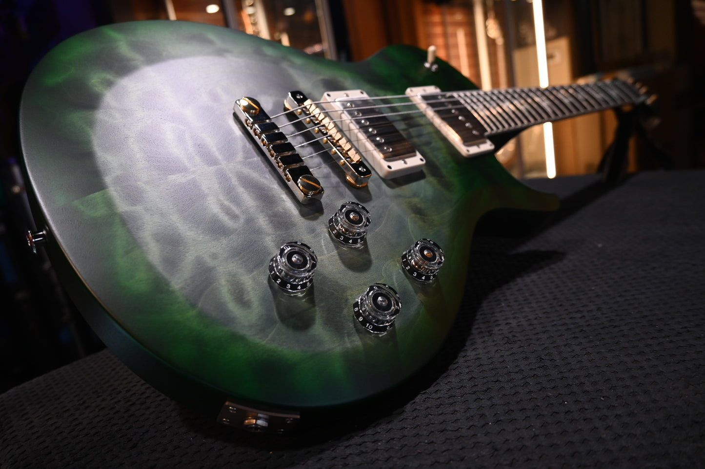 PRS Wood Library S2 McCarty SC 594 Single-Cut Quilt - Faded Gray Black Green Burst Satin Guitar #9908