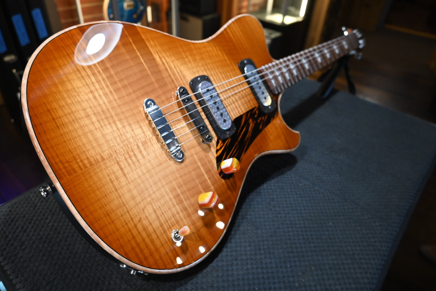 Powers Electric A-Type Select Maple FF42 Hard Tail - Wild Honey Burst Guitar #B101 - Danville Music