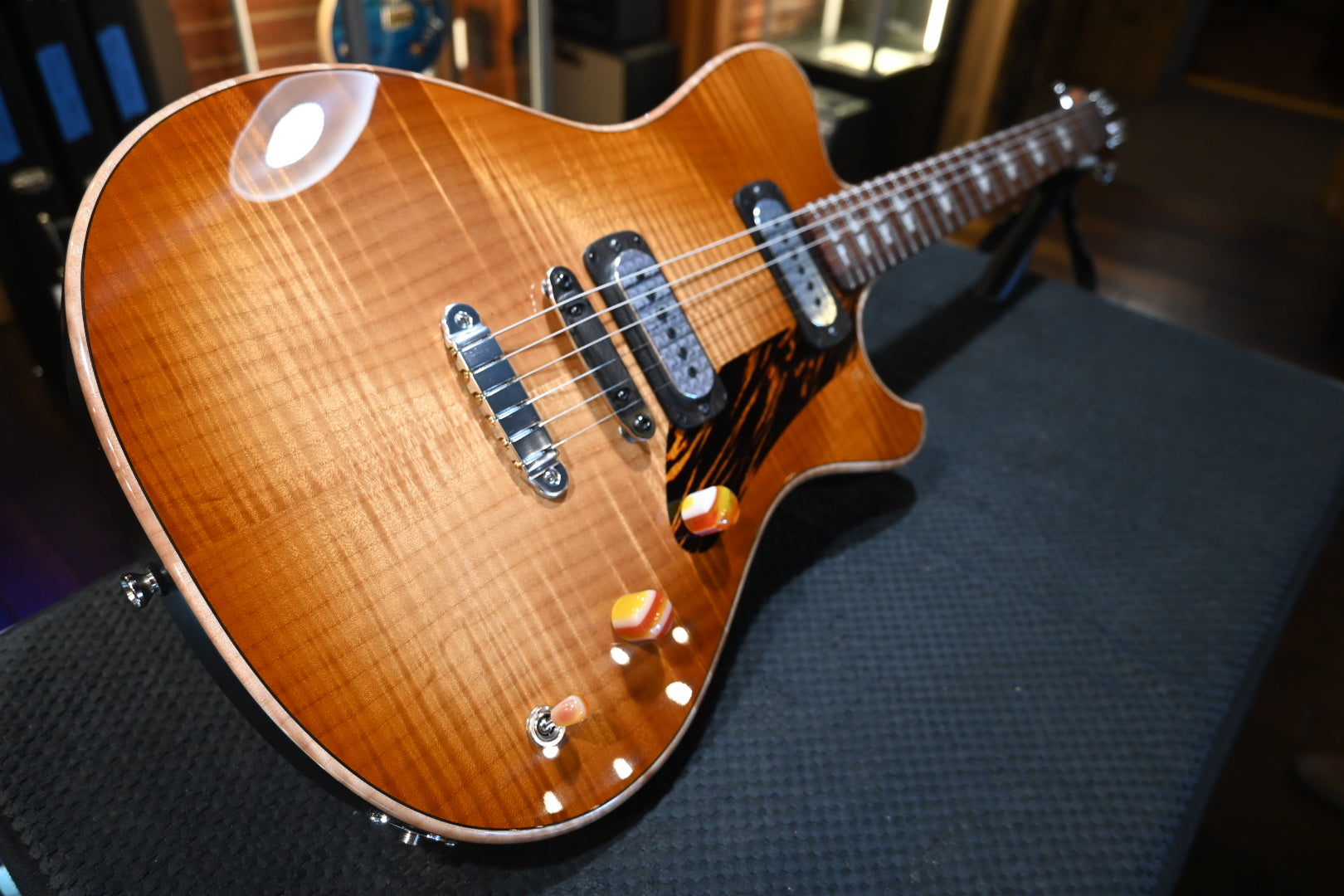 Powers Electric A-Type Select Maple FF42 Hard Tail - Wild Honey Burst Guitar #B101 - Danville Music