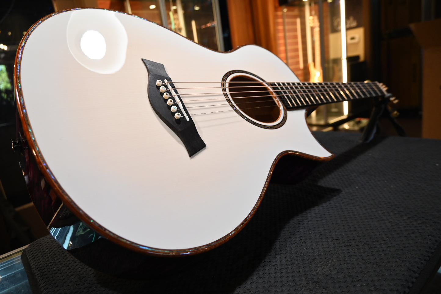 Taylor Custom GC Grand Concert 12-Fret Lutz Spruce/Quilt Maple Catch #6 - Trans White/Lilac Wine Guitar #6096
