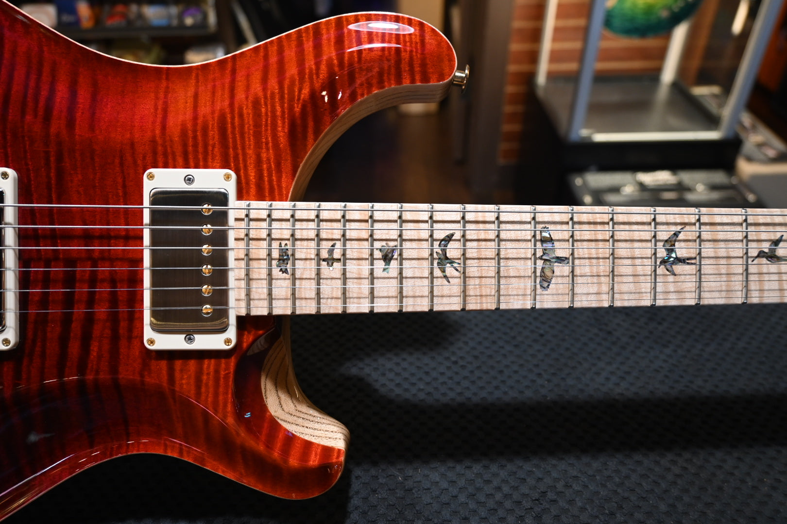 PRS Wood Library DGT 10-Top Figured Maple - Fire Red to Grey Black Fade Guitar #1923 - Danville Music
