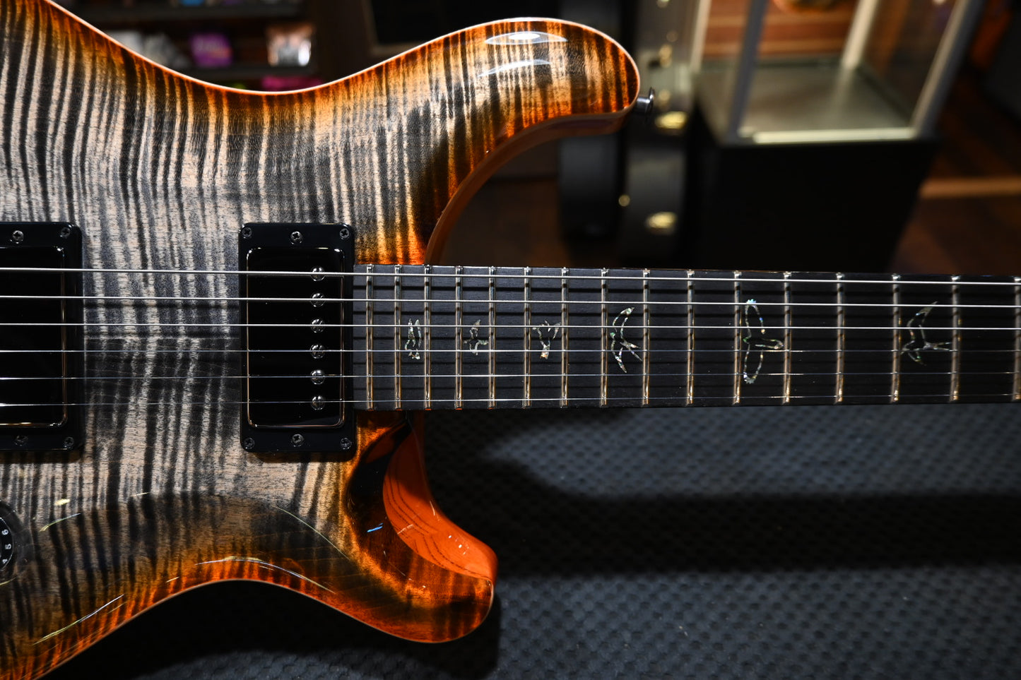 PRS Wood Library DGT 10-Top Ebony - Burnt Maple Leaf Guitar #2553