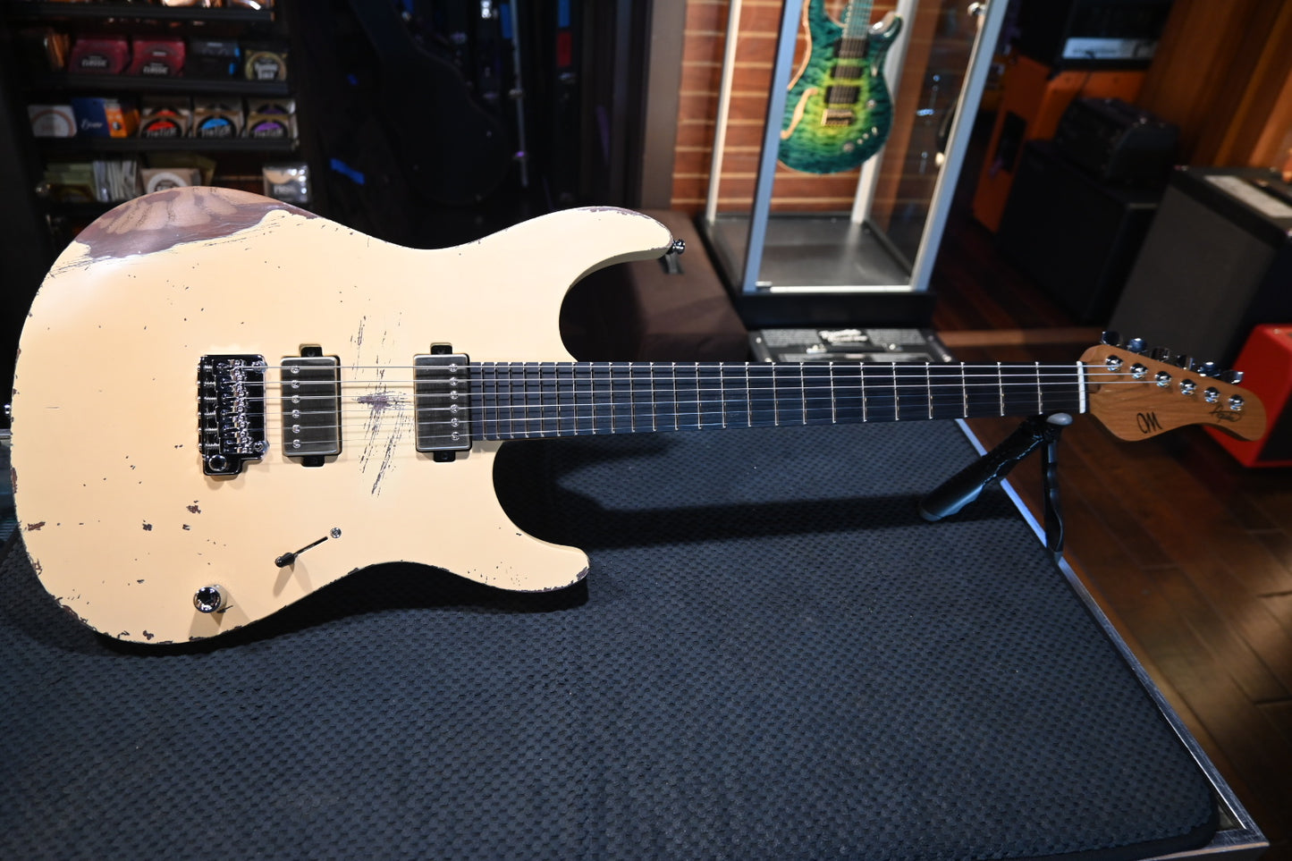 Mayones Aquila Aged V24 6 - Monolith White Blonde Nitro Relic Guitar #1357 - Danville Music