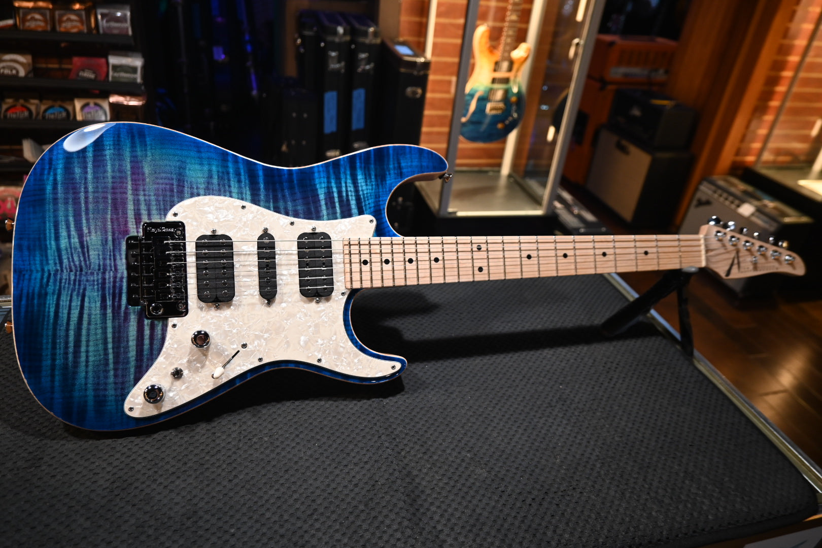 Tom Anderson Drop Top Classic - Ultraviolet Blue with Blue Edge Burst Guitar #425A - Danville Music