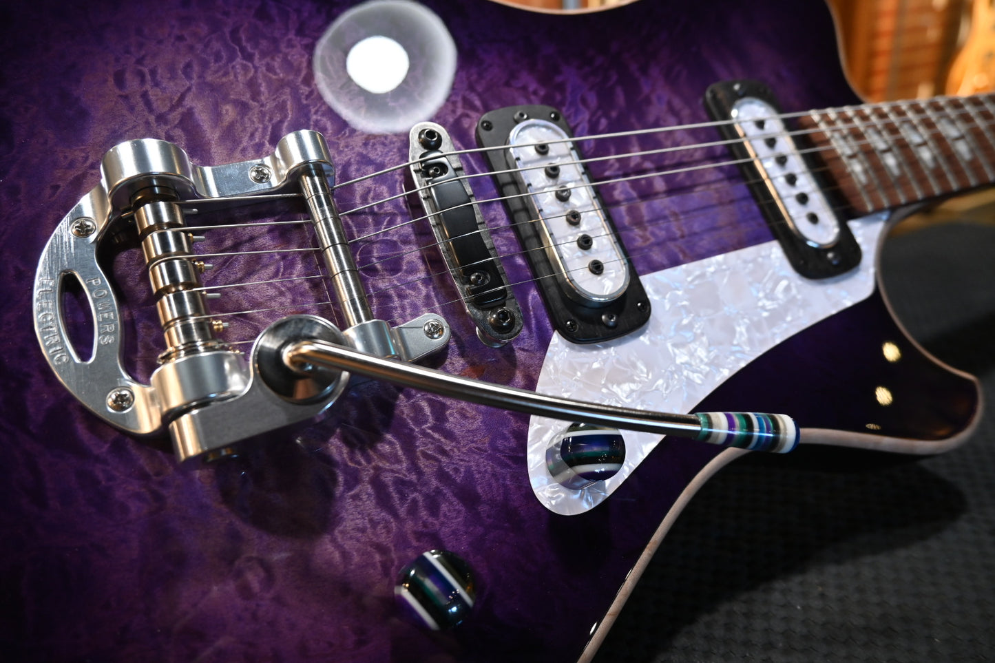Powers Electric A-Type Select Quilt Maple PF42 CamTail - Ube Burst Guitar #B408 - Danville Music