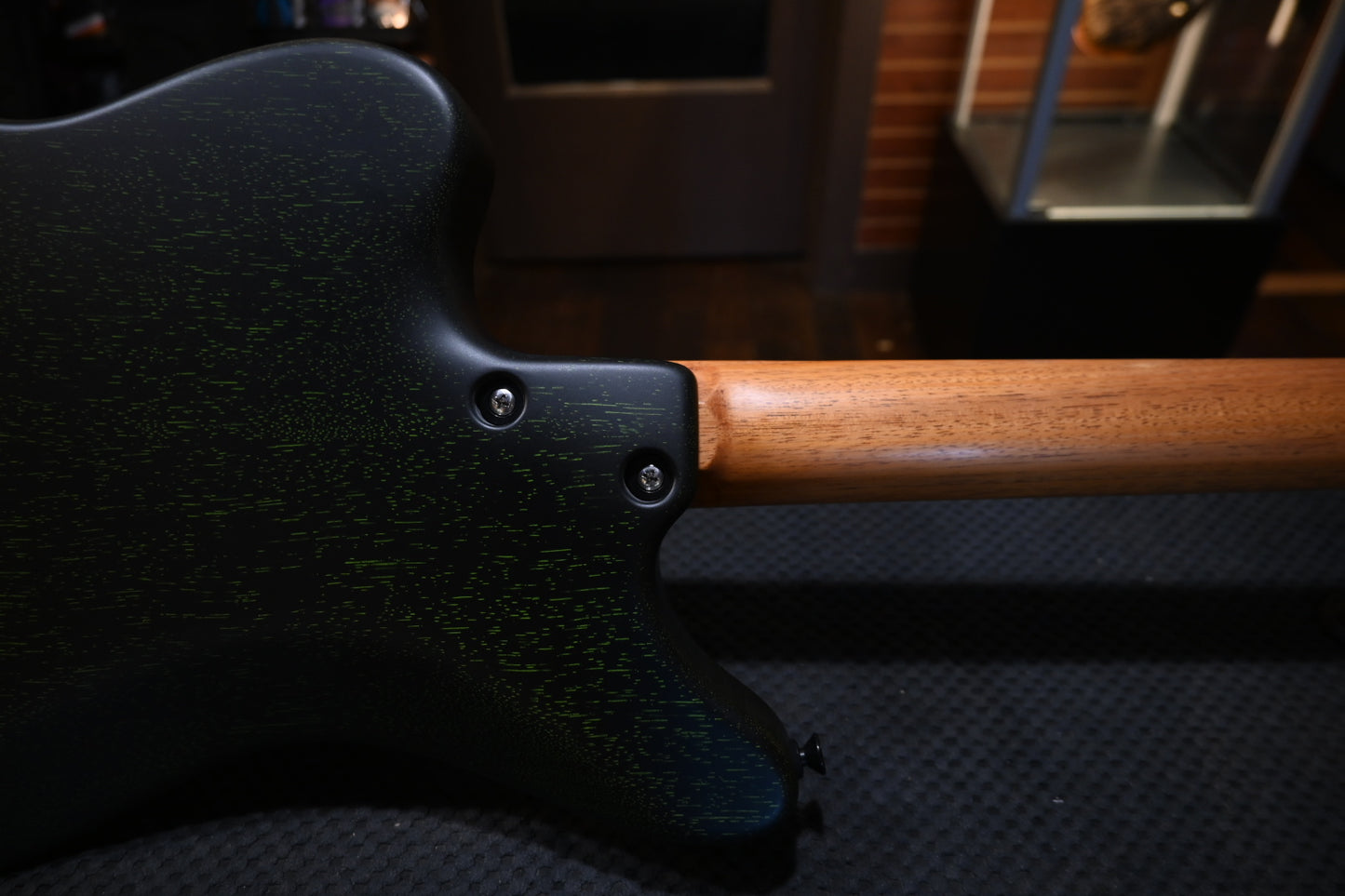 Tom Anderson Raven Superbird Classic Shorty - Satin Black with Green Doghair Guitar #426A