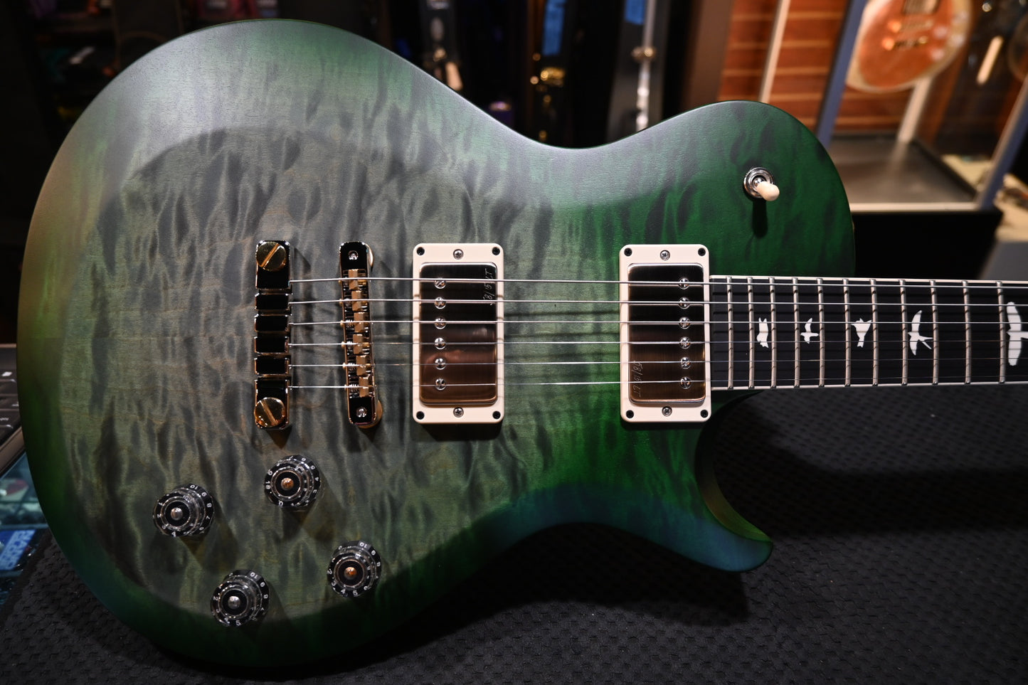 PRS Wood Library S2 McCarty SC 594 Single-Cut Quilt - Faded Gray Black Green Burst Guitar #8897