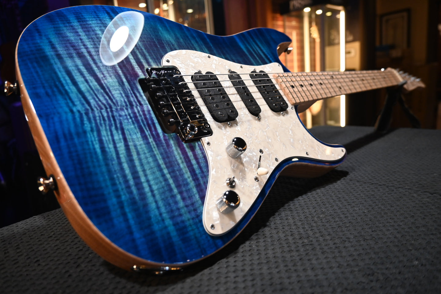 Tom Anderson Drop Top Classic - Ultraviolet Blue with Blue Edge Burst Guitar #425A - Danville Music