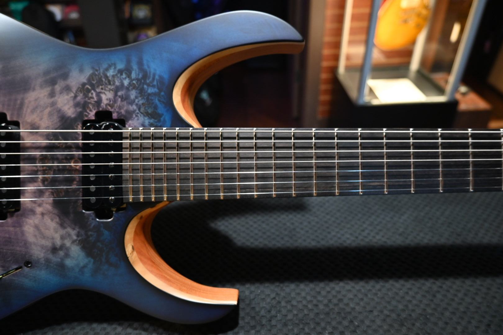 Mayones Duvell Elite 7 - Trans Dirty Purple Blue Burst Satine Guitar #1276 - Danville Music