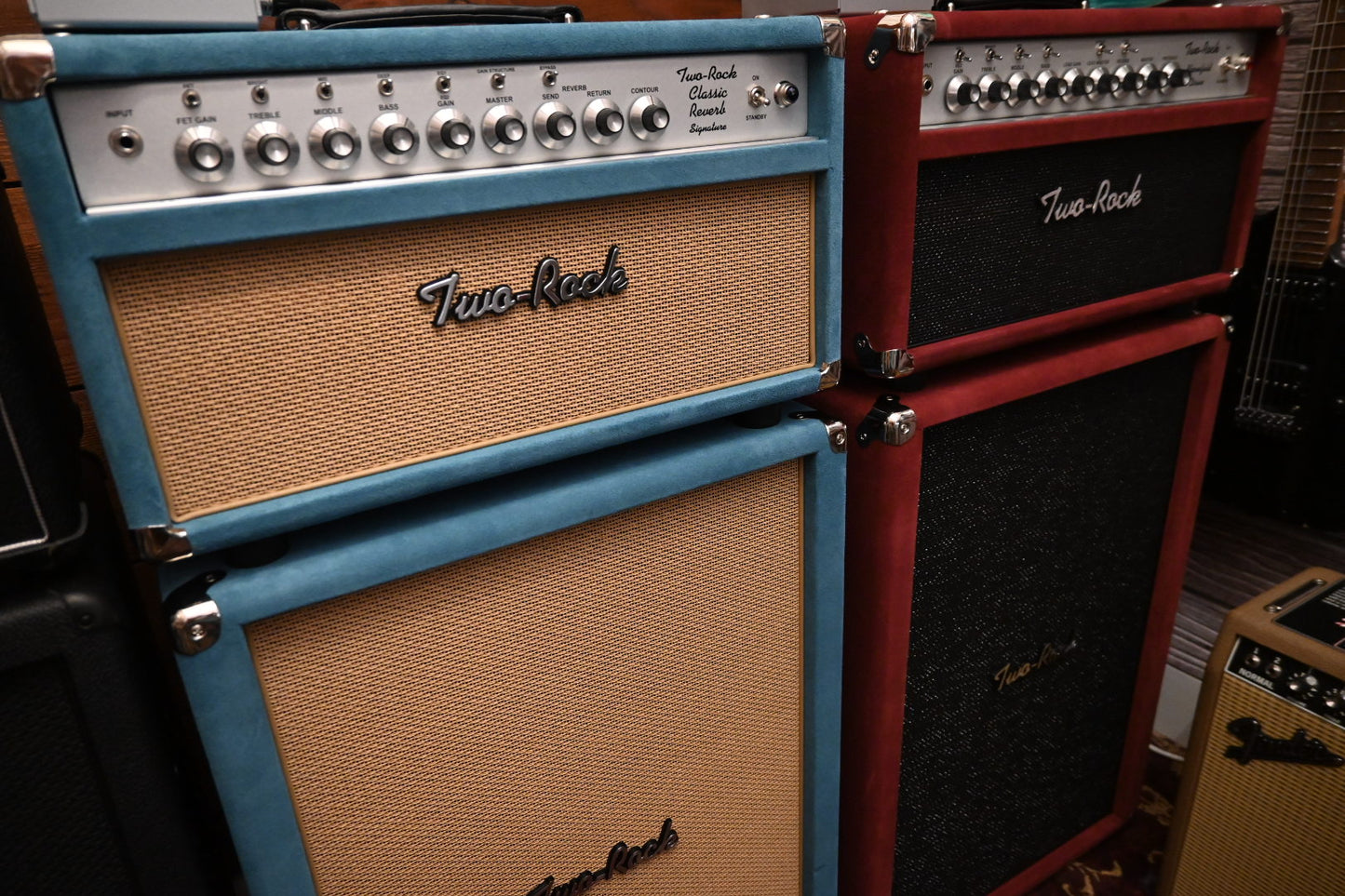 Two Rock Classic Reverb Signature w/Matching 2x12 Cabinet - Medium Blue Suede Amplifier #1550