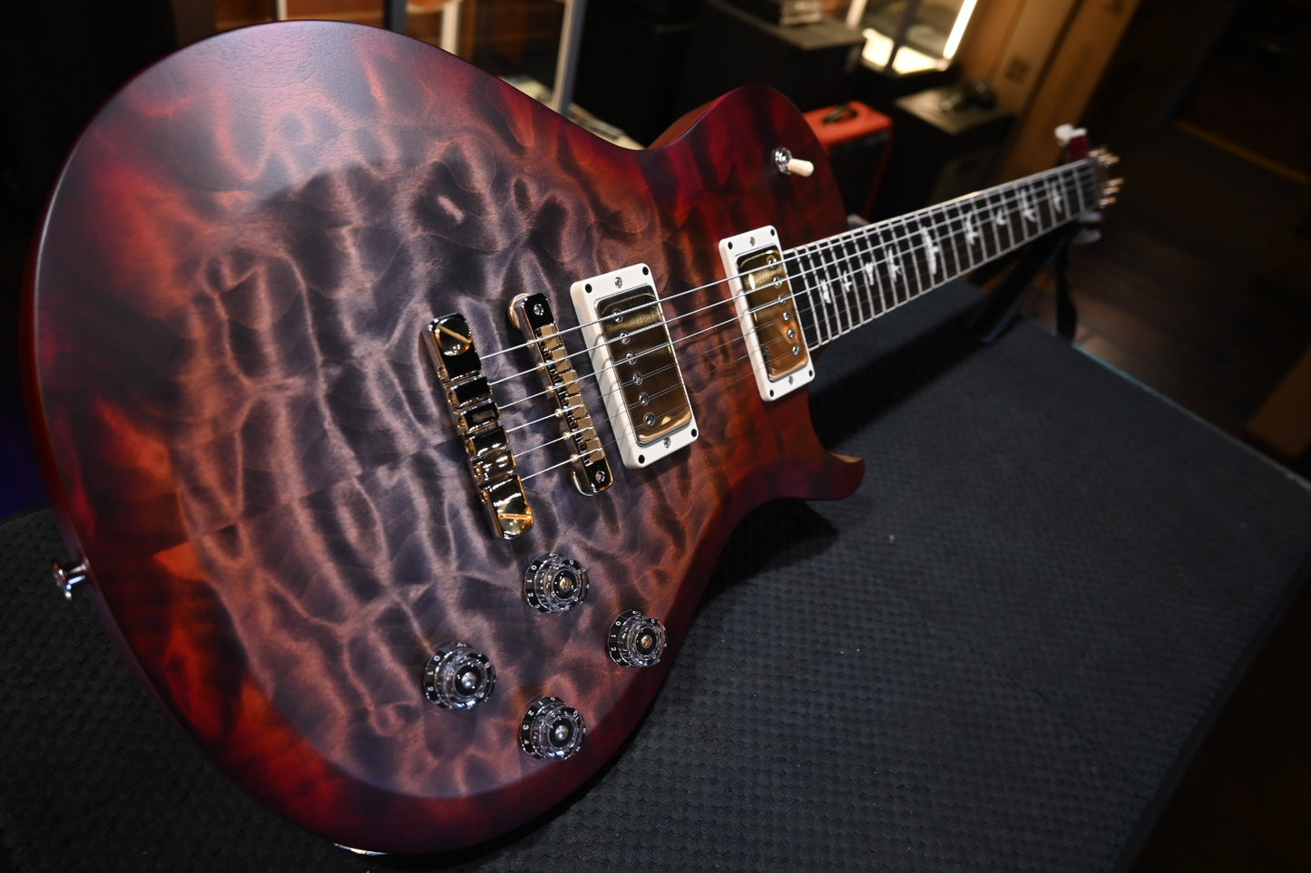 PRS S2 Wood Library McCarty SC 594 Single-Cut Quilt - Faded Gray Black Cherry Burst Satin Guitar #9641