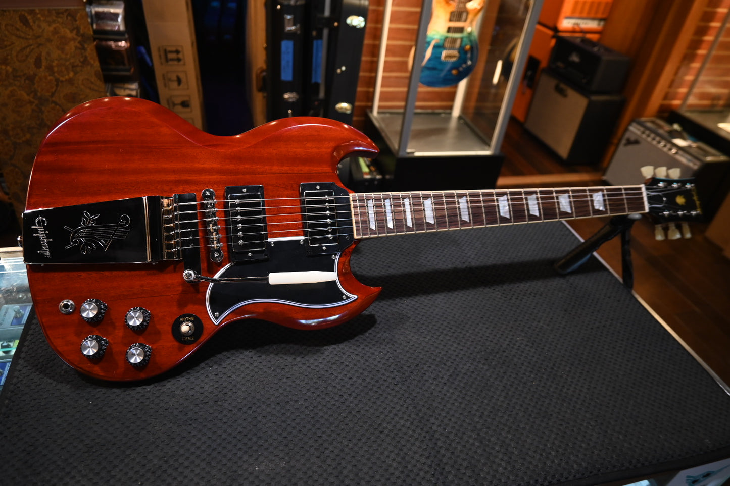 Epiphone Inspired by Gibson Custom 1964 SG Standard with Maestro Vibrola Reissue - Cherry Red Guitar #8734 - Danville Music