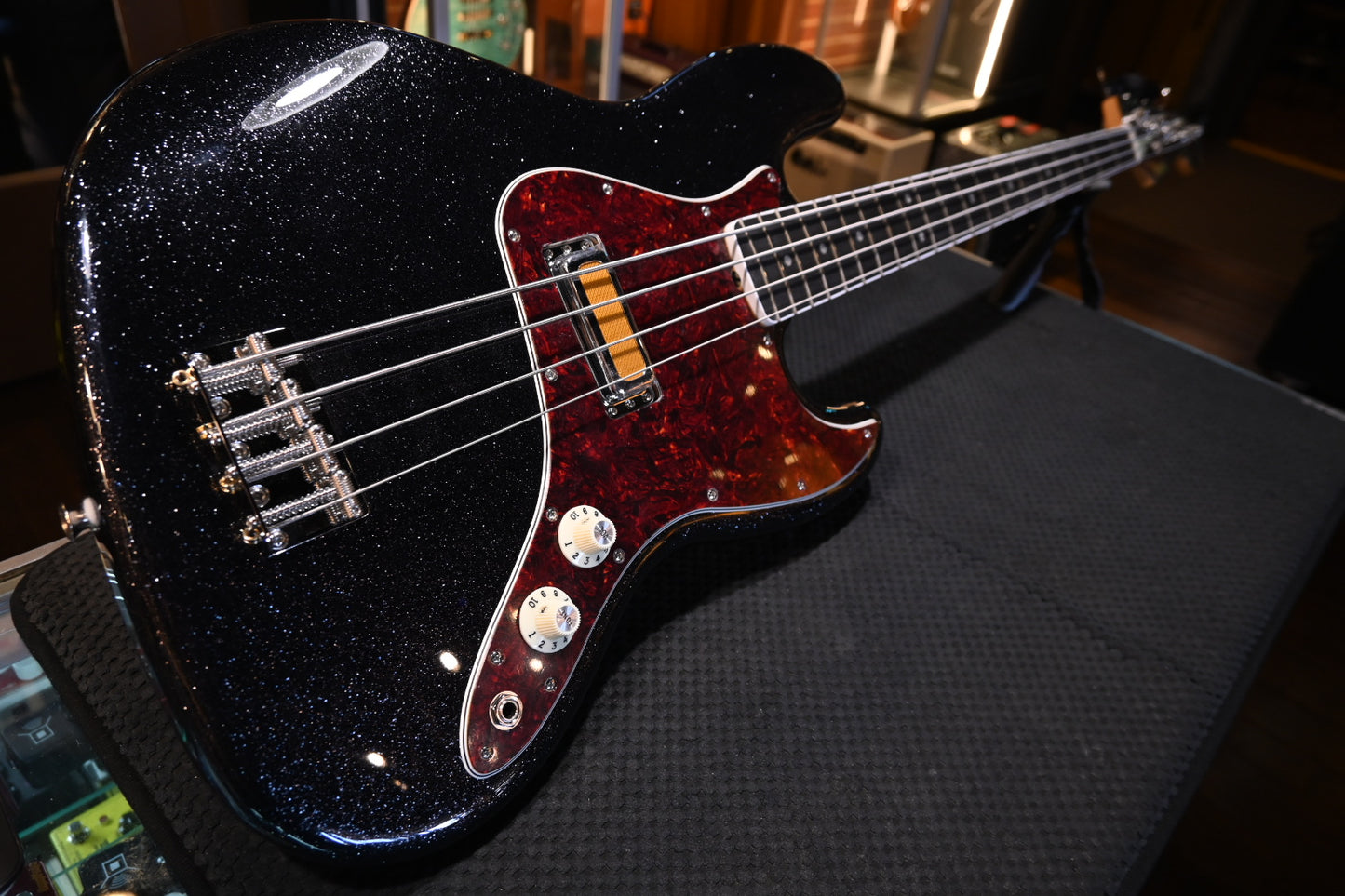 Fender LTD Gold Foil Jazz Bass - Black Sparkle Bass Guitar #8684 - Danville Music