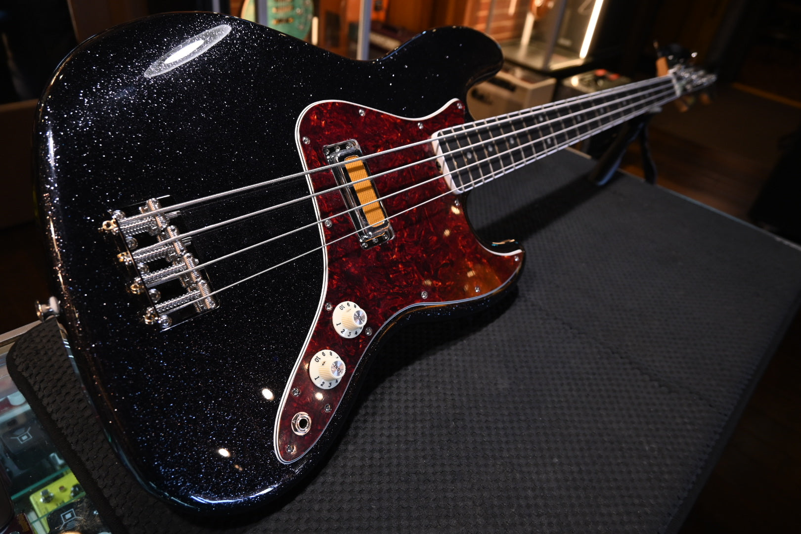 Fender LTD Gold Foil Jazz Bass - Black Sparkle Bass Guitar #8684 - Danville Music