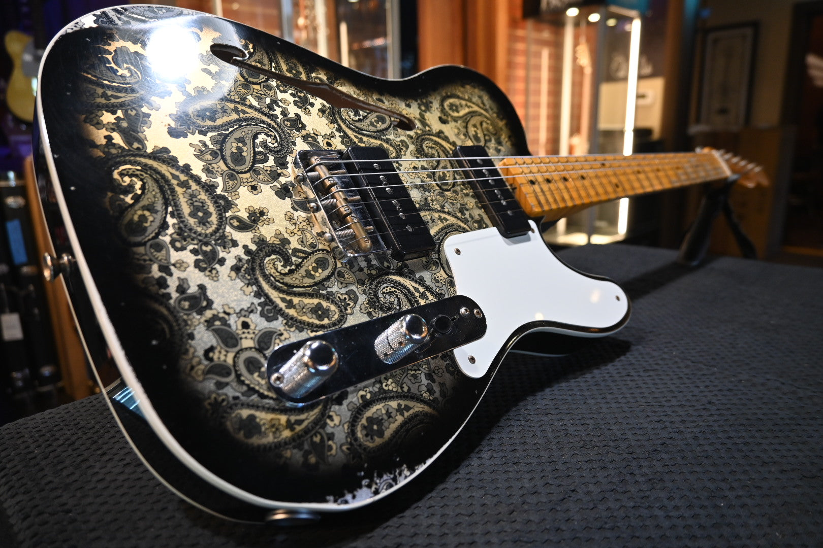 Fender Custom Shop LTD Dual P-90 Telecaster Relic 2023 - Aged Black Paisley Guitar #1877 - Danville Music