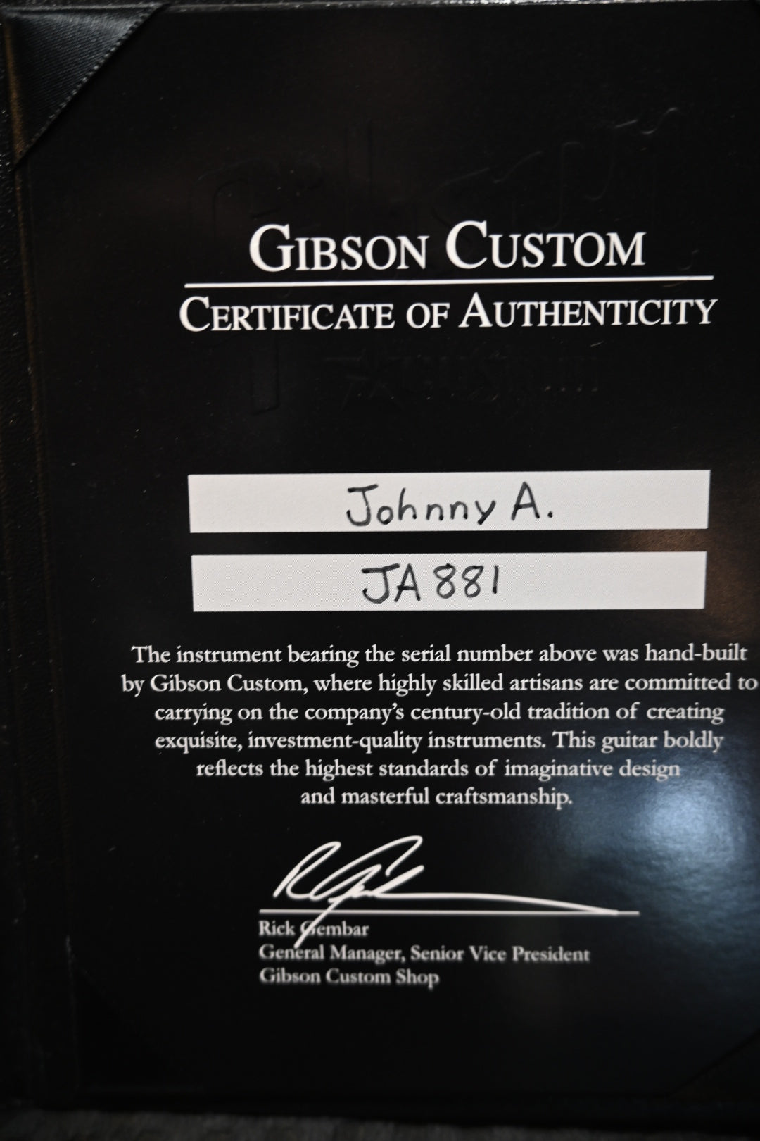 Gibson Custom Shop Johnny A - Sunset Glow Guitar #881