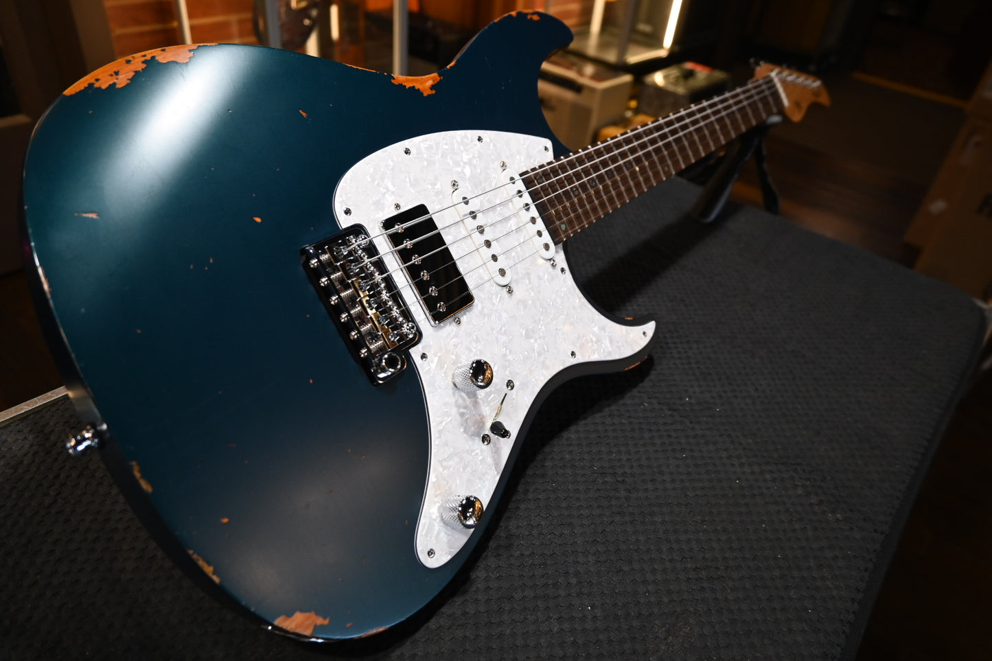 Mayones Aquila Aged V24 6 - Monolith Dark Turquoise Metallic Nitro Relic Guitar #1519 USED