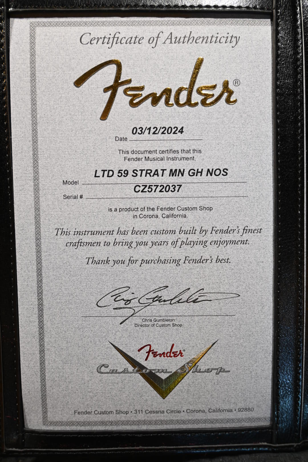 Fender Custom Shop LTD 1959 Stratocaster NOS 2024 - Sherwood Metallic Guitar #2037