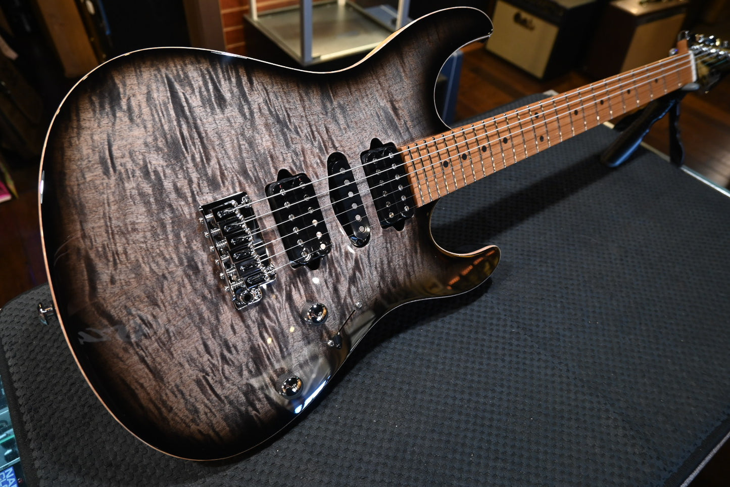 Suhr Modern Plus Roasted Maple - Trans Charcoal Burst Guitar #0468