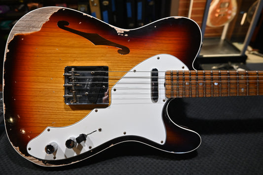 Fender Custom Shop LTD Custom Telecaster Thinline Heavy Relic - Chocolate 3-Tone Sunburst Guitar #3162