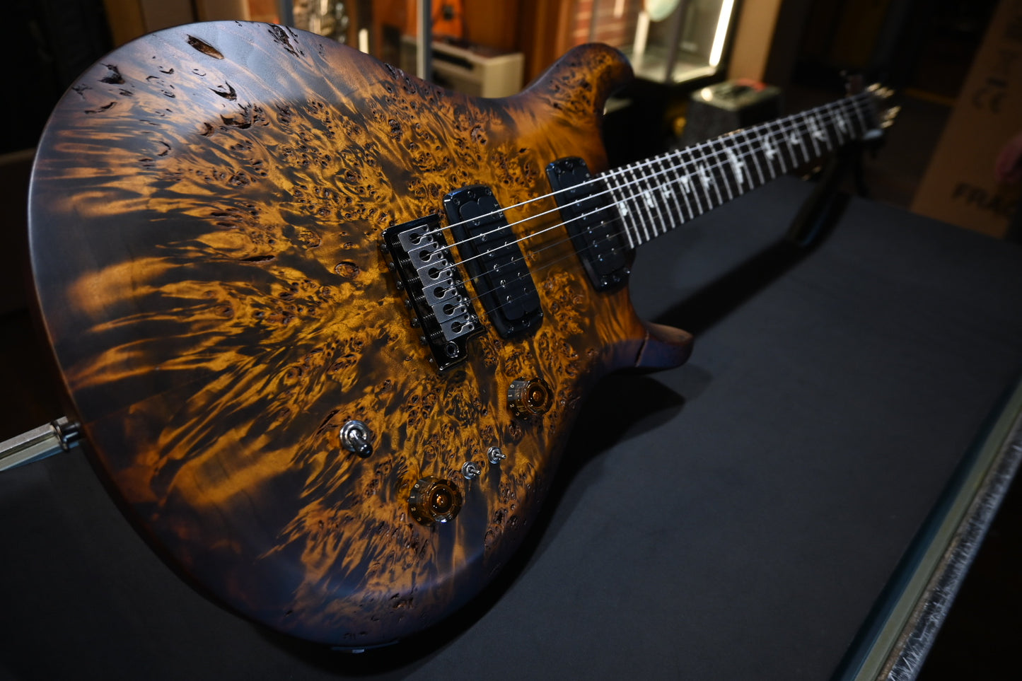 PRS Wood Library S2 Custom 24-08 Poplar Burl Limited Edition - Black Gold Burst Guitar #8783
