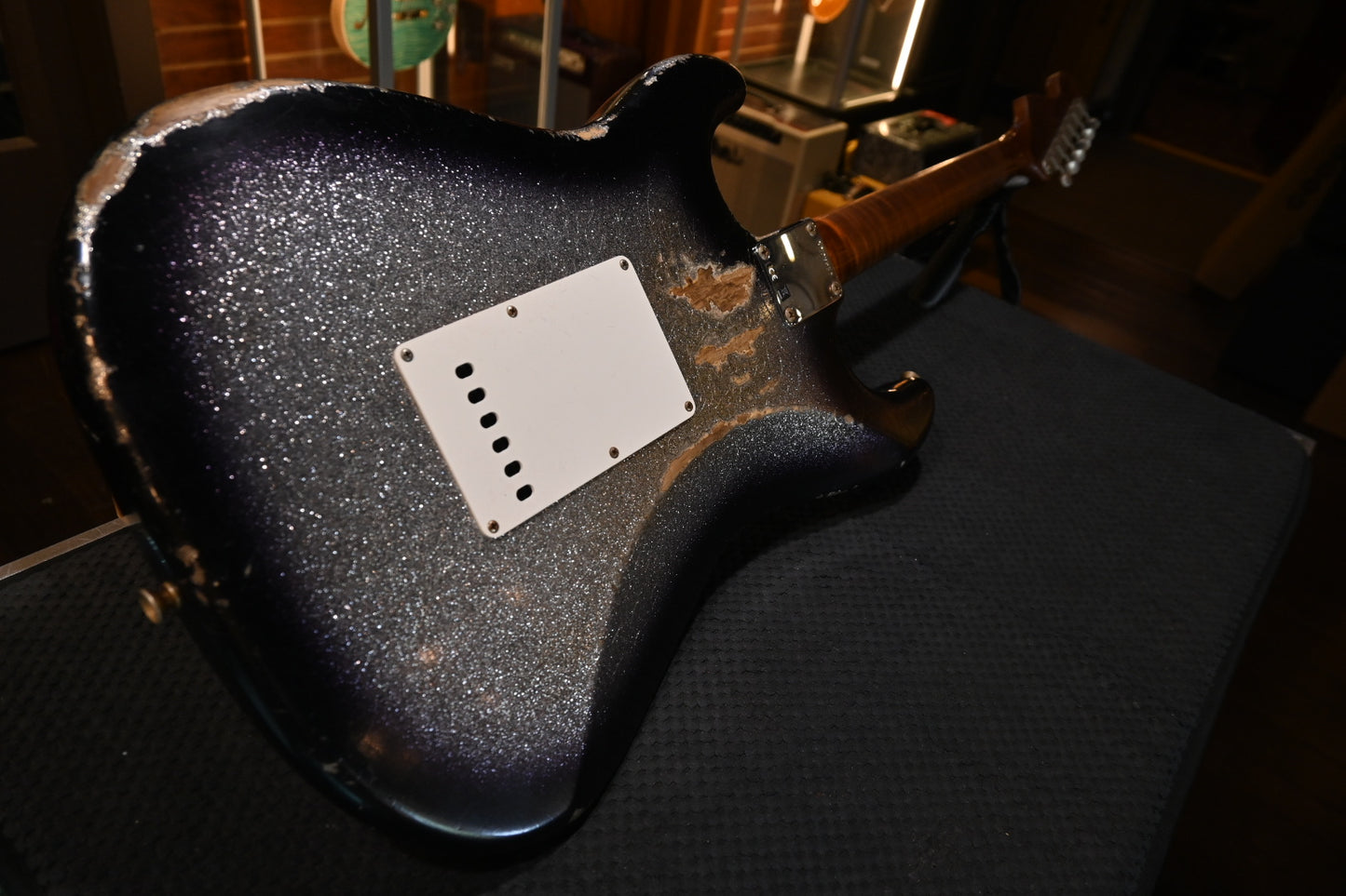 Fender Custom Shop 1959 Stratocaster Heavy Relic - Black Burst on Silver Sparkle Guitar #3950 - Danville Music