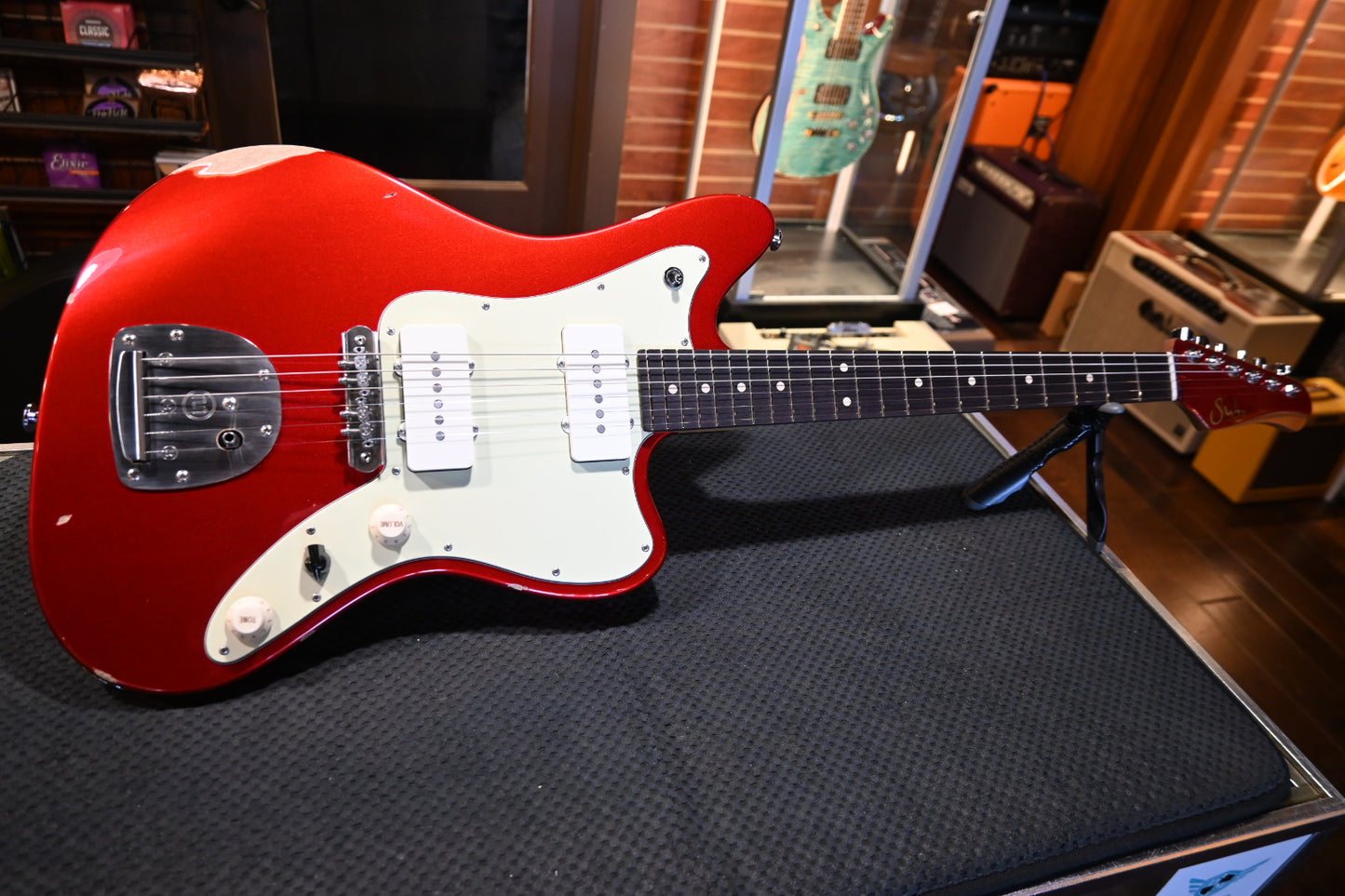 Suhr Classic JM Antique Limited Edition Mastery Bridge - Candy Apple Red Guitar #9376 - Danville Music