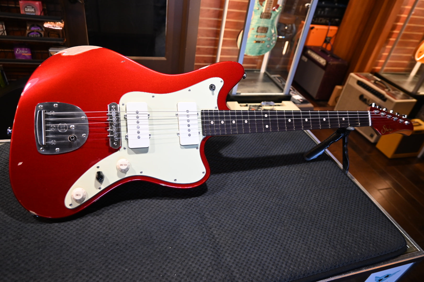 Suhr Classic JM Antique Limited Edition Mastery Bridge - Candy Apple Red Guitar #9376 - Danville Music