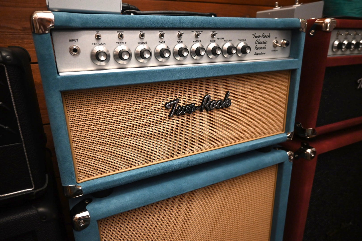 Two Rock Classic Reverb Signature w/Matching 2x12 Cabinet - Medium Blue Suede Amplifier #1550