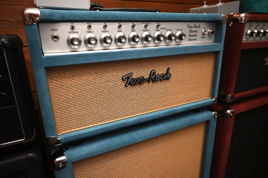 Two Rock Classic Reverb Signature w/Matching 2x12 Cabinet - Medium Blue Suede Amplifier #1550
