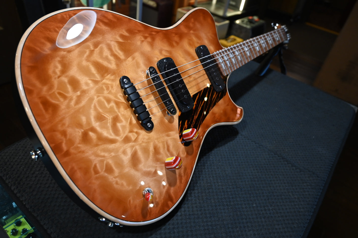 Powers Electric A-Type Select Quilt FF42 Hard Tail - Pale Ale Guitar #B293 - Danville Music