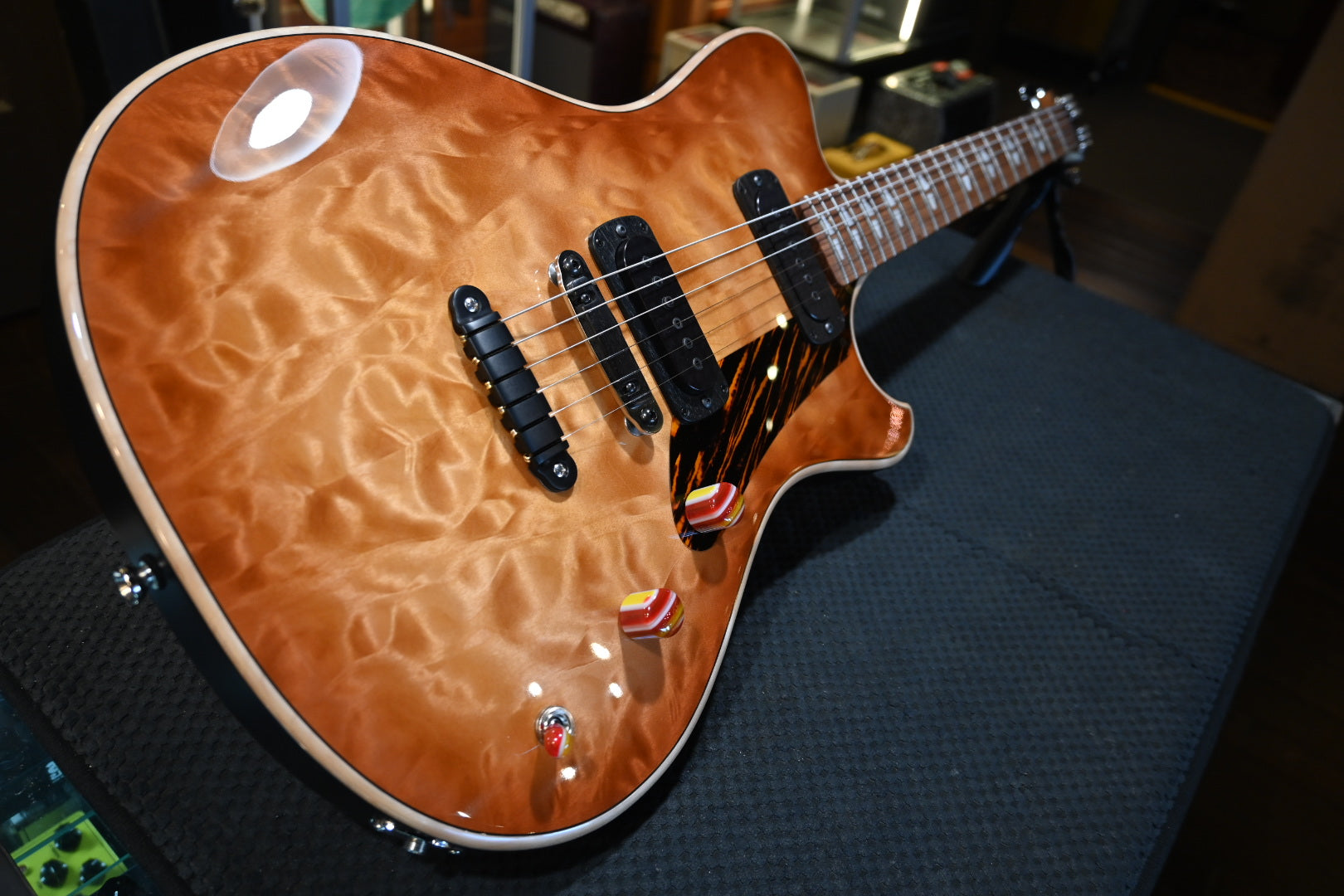 Powers Electric A-Type Select Quilt FF42 Hard Tail - Pale Ale Guitar #B293 - Danville Music