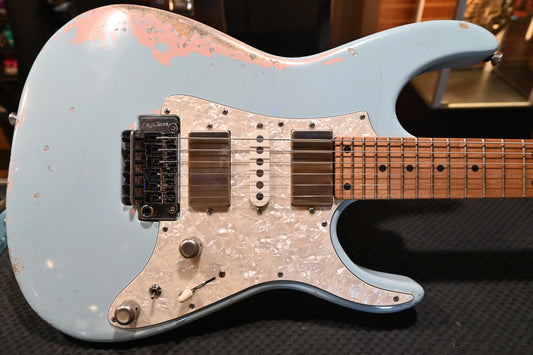 Tom Anderson Guardian Angel Player - Sonic Blue over Shell Pink Guitar #826A