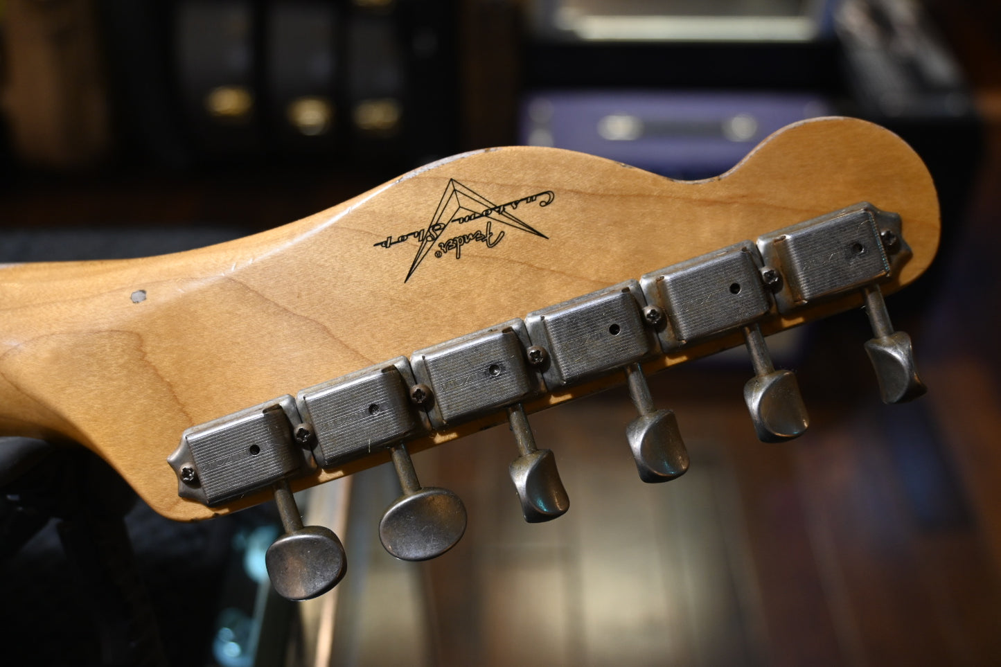 Fender Custom Shop Dual P-90s Telecaster Relic - Aged Black Paisley Guitar #8688