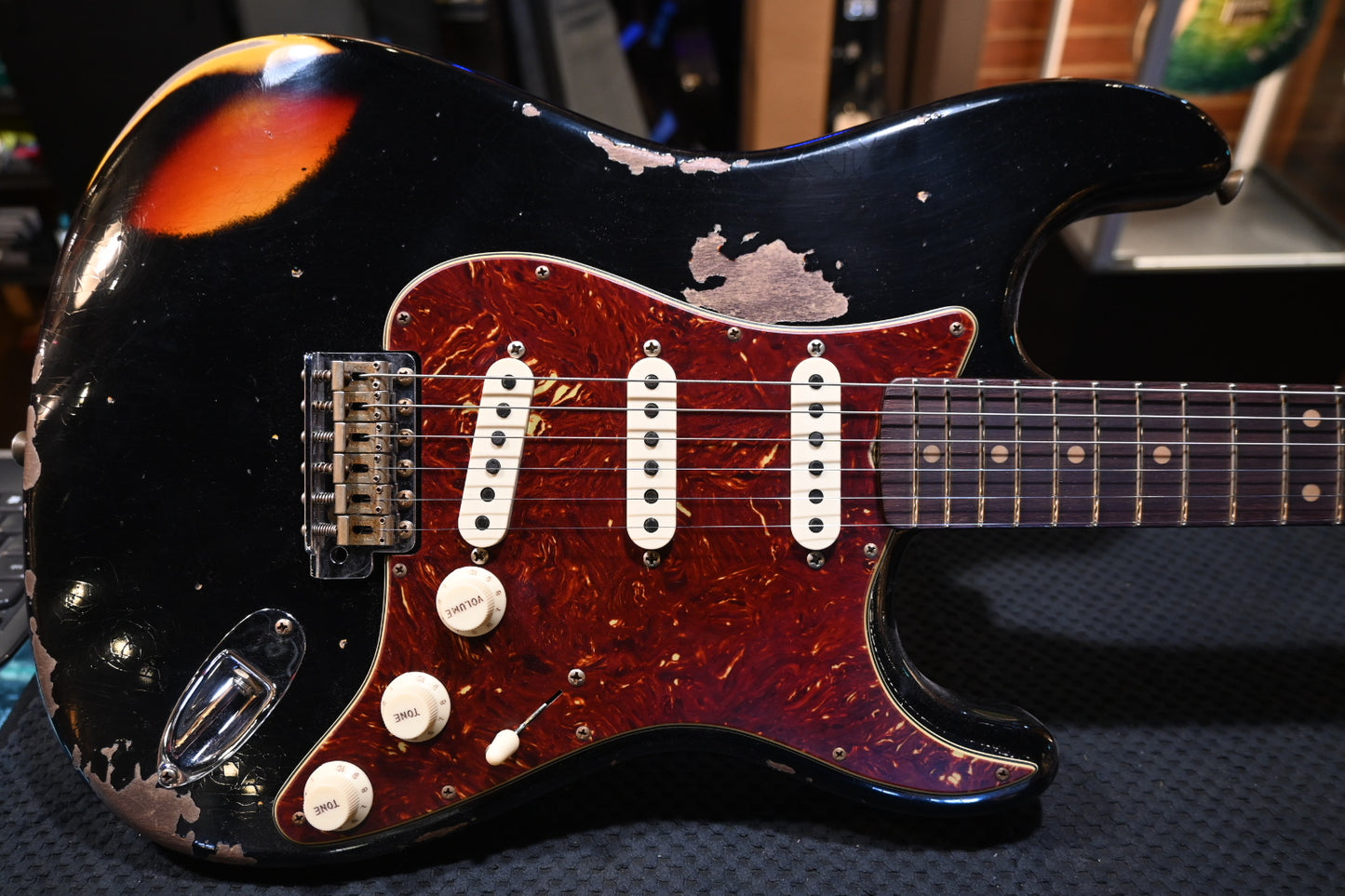 Fender Custom Shop LTD 1961 Stratocaster Heavy Relic - Aged Black over 3-Color Sunburst Guitar #0234