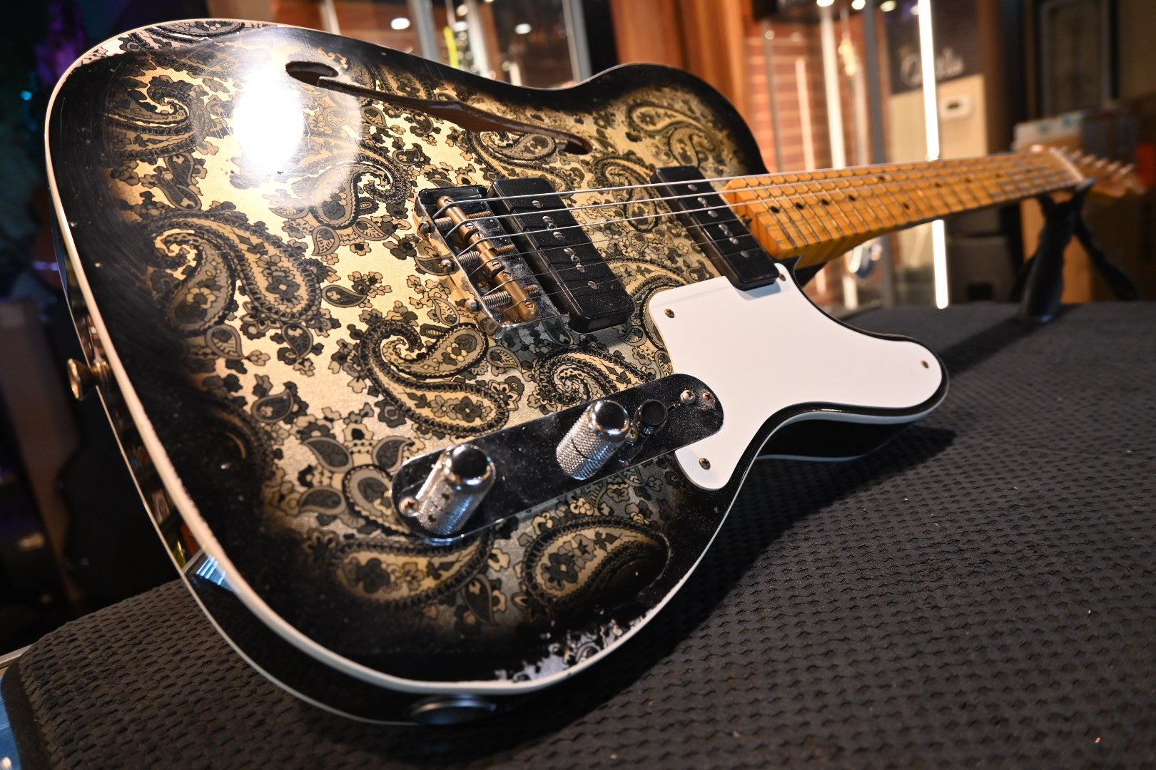 Fender Custom Shop LTD Dual P-90 Dual P-90 Telecaster Relic - Aged Black Paisley Guitar #1877 - Danville Music