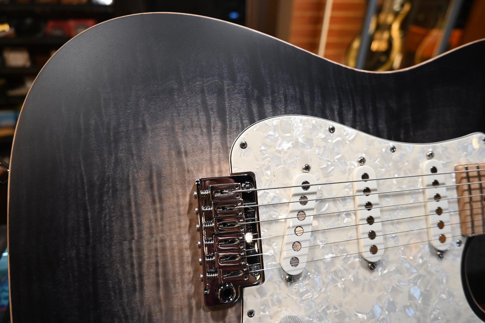 Tom Anderson Drop Top Classic - Satin Super Natural Black Guitar #425P - Danville Music