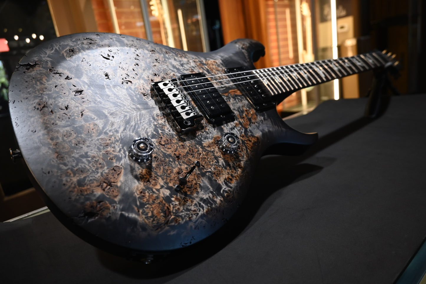 PRS Wood Library S2 Custom 24 Poplar Burl Limited Edition - Charcoal Burst Satin Guitar #8988
