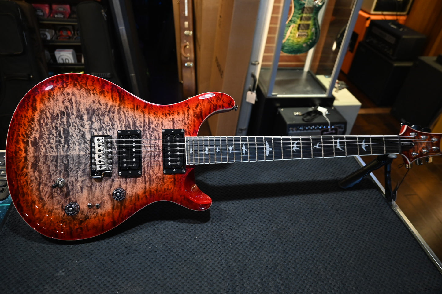 PRS SE Custom 24-08 Quilt - Charcoal Cherry Burst Guitar #3995