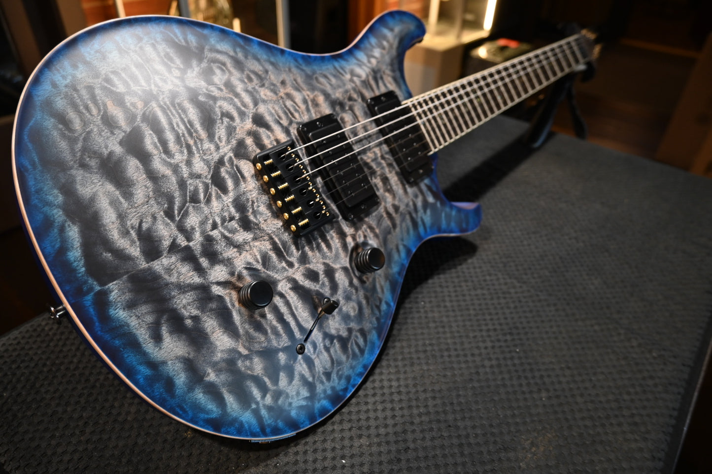 PRS Wood Library Holcomb 10-Top Quilt - Charcoal Blue Burst Satin Guitar #1495