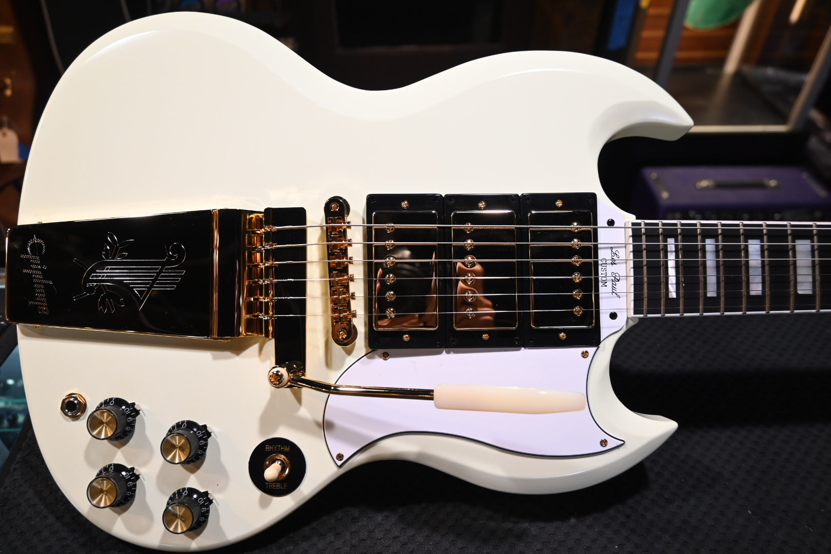 Epiphone 1963 Les Paul SG Custom with Maestro Vibrola - Classic White Guitar #5154 - Danville Music