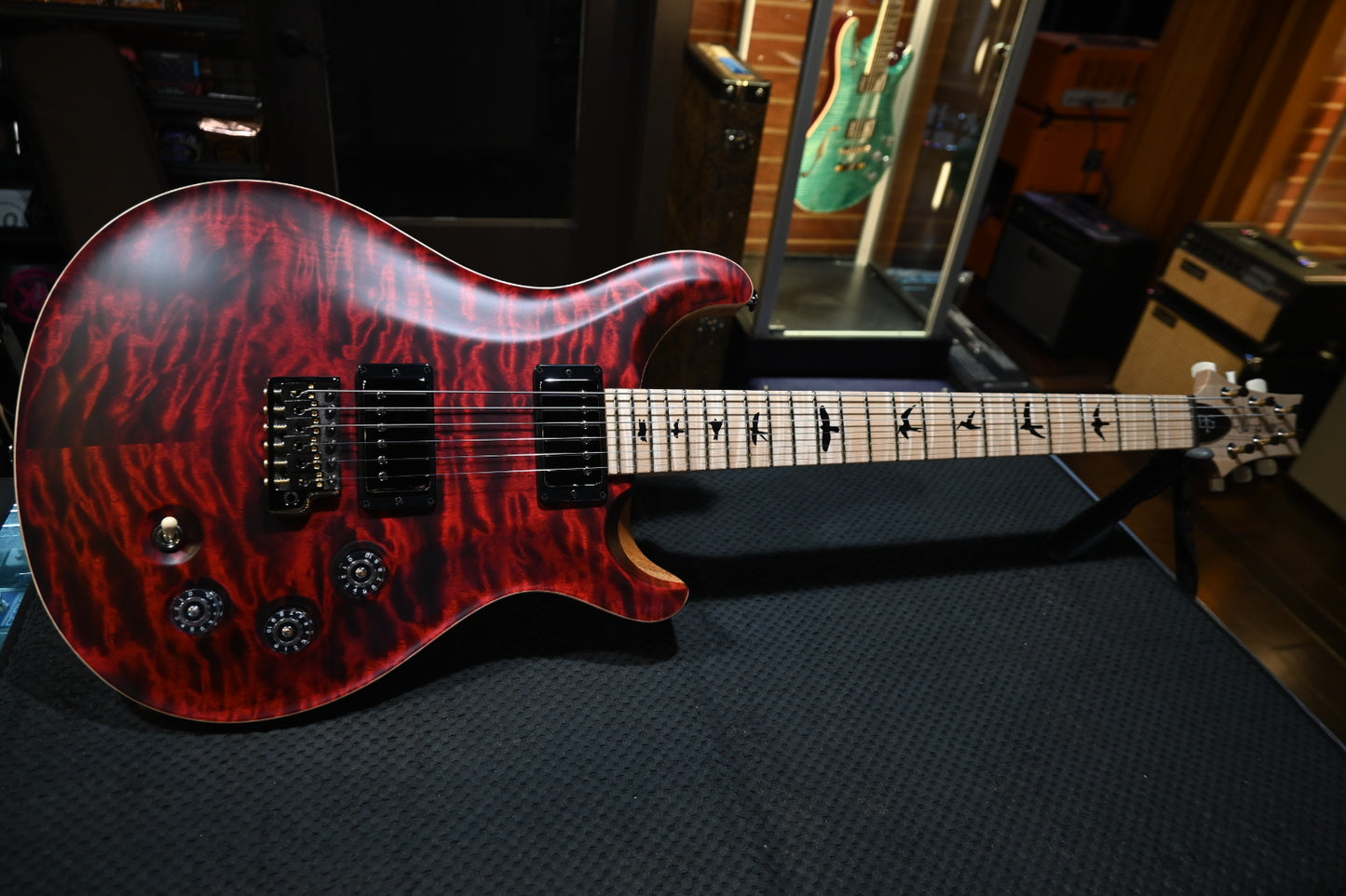 PRS Wood Library DGT 10-Top Quilt - Fire Red Satin Guitar #7759