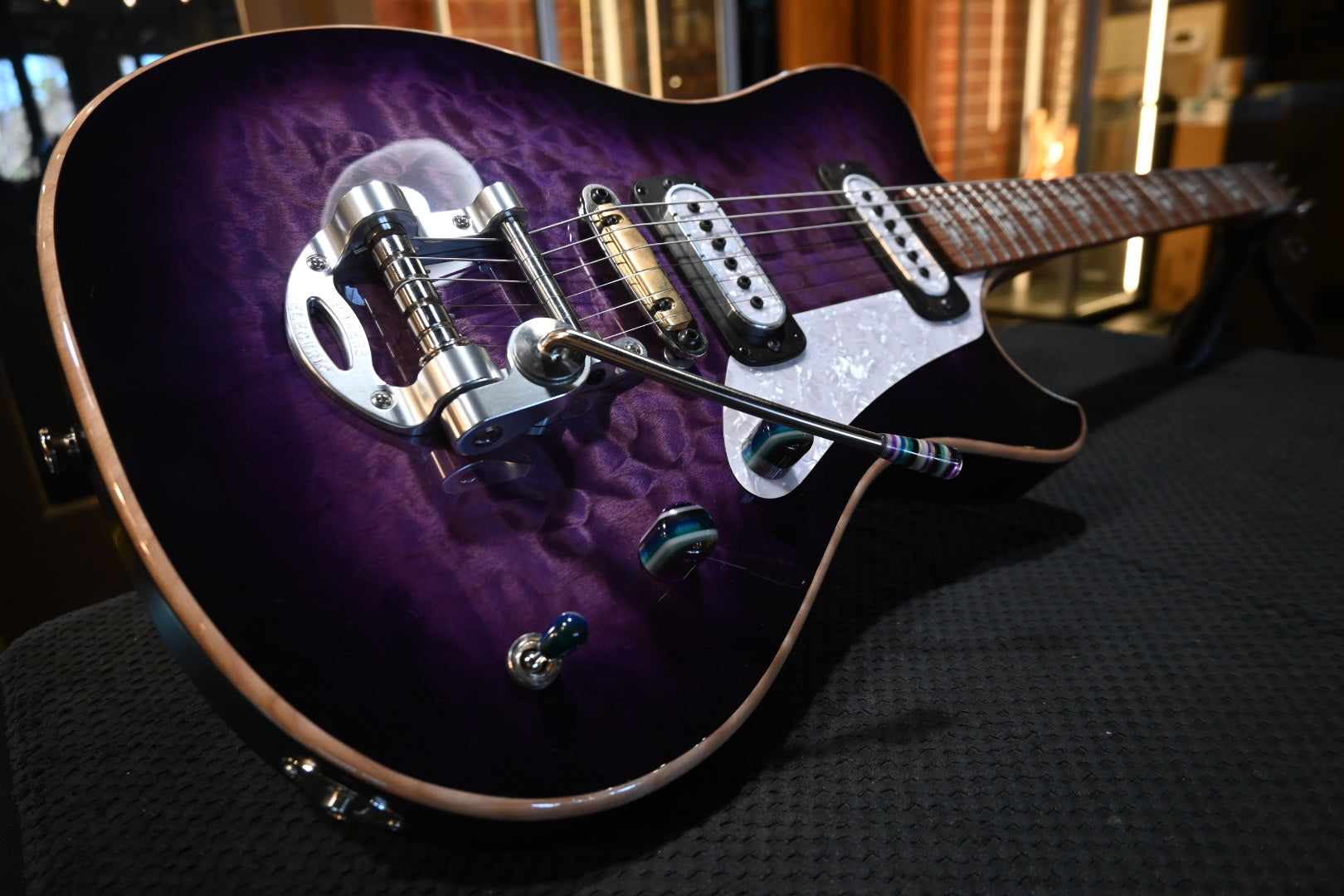 Powers Electric A-Type Select Quilt Maple PF42 CamTail - Ube Burst Guitar #B294 - Danville Music