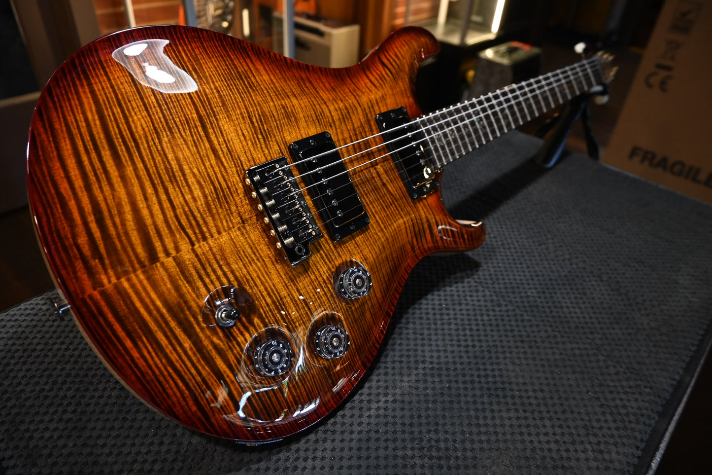 PRS Wood Library DGT 10-Top Ebony - Yellow Tiger Cherry Burst Guitar #2555